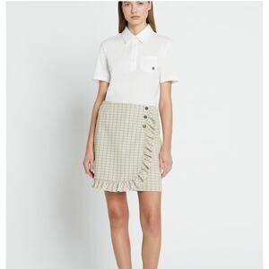 NWT Tory Burch Performance Twill Golf Skirt in Ivory Pinstripe Plaid Size 10